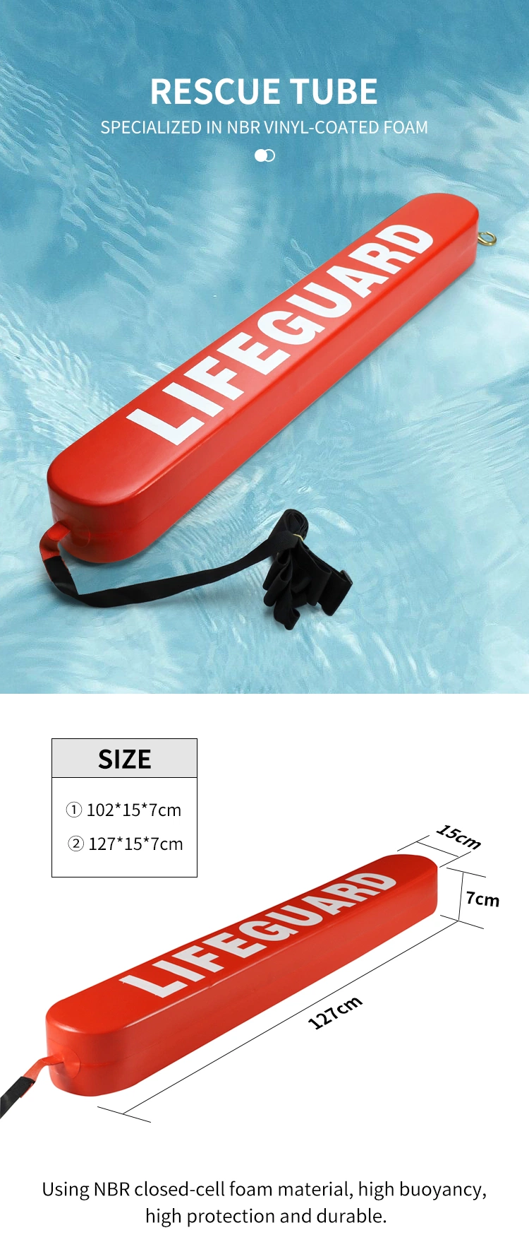 Water Park Sport Lake Beach Swimming Aid Pool Foam High Buoyancy Emerg Lifeguard Rescue Tube