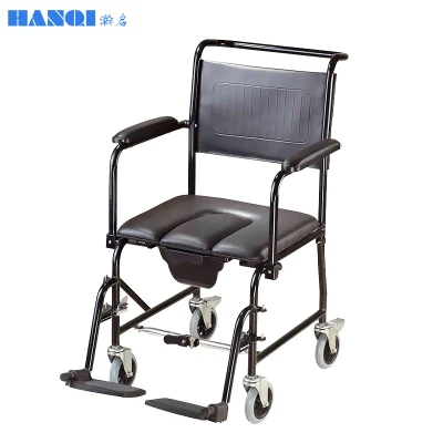 Produits fonctionnels pour personnes, équipement médical pliable, fauteuil roulant en acier solide avec toilettes
